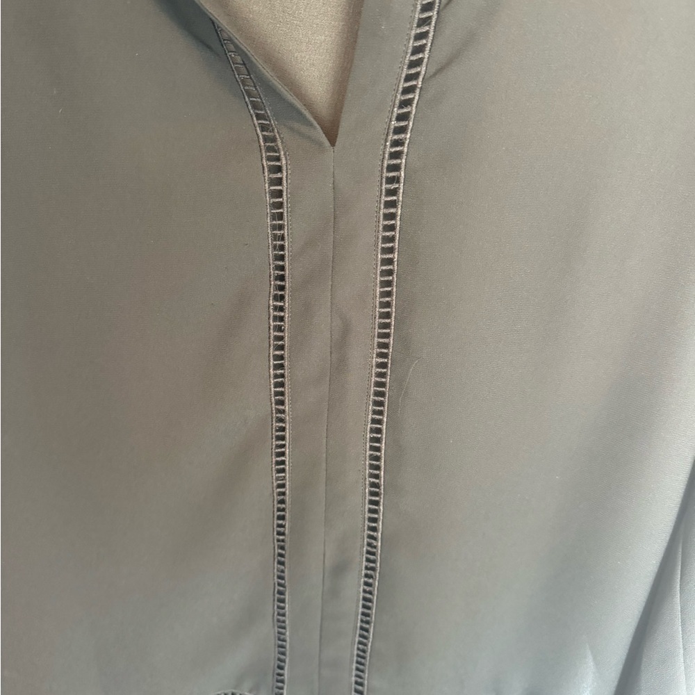 Michael Kors Black Vneck‎ pullover Tunic Sheer Blouse Eyelet Office Workwear M - Picture 7 of 14